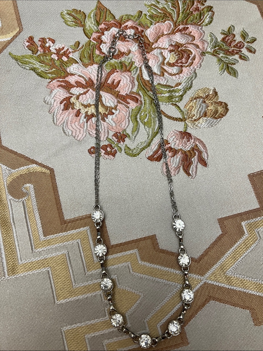paparazzi Silver and Clear Crystal Station Necklace